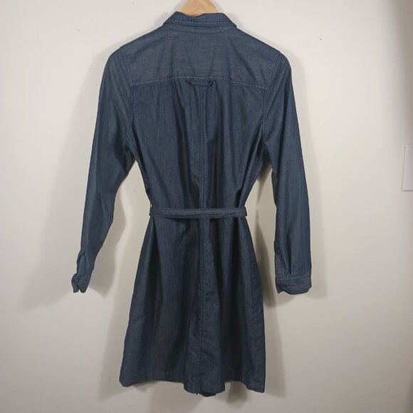 Old Navy Denim Dress, Shift with Belt, Size Medium, Long Sleeve, 1/4 Button Down - Picture 5 of 15